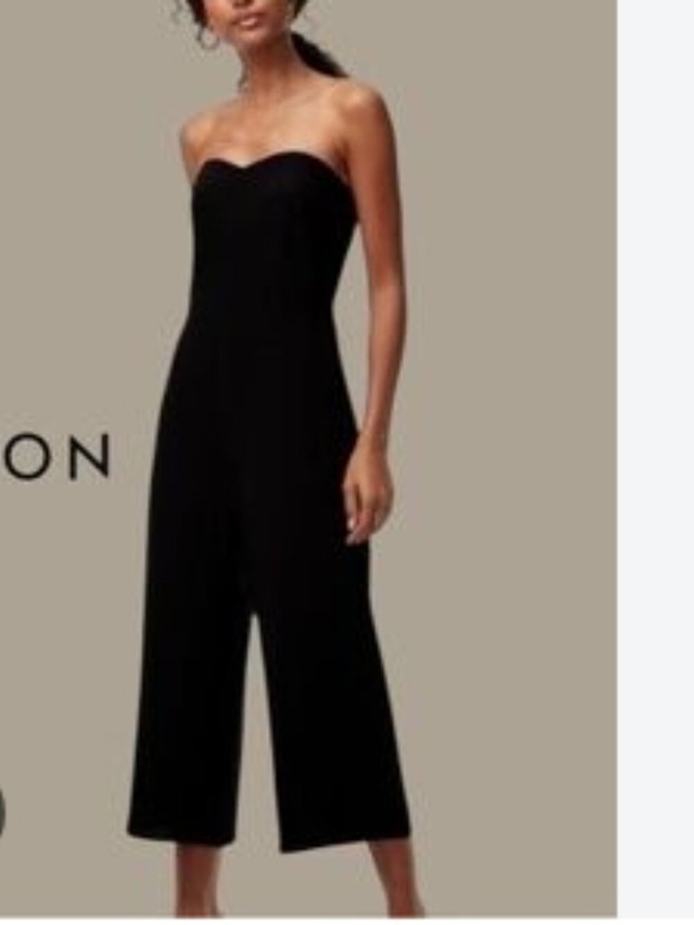 Like New! BABATON Strapless Jumpsuit Wide Leg Cropped Black Size 6